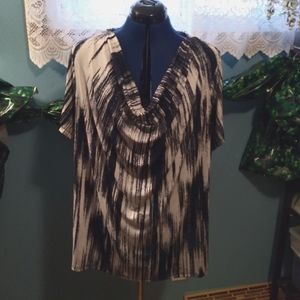 Jaclyn Smith Cowel Neck Short-Sleeved Blouse